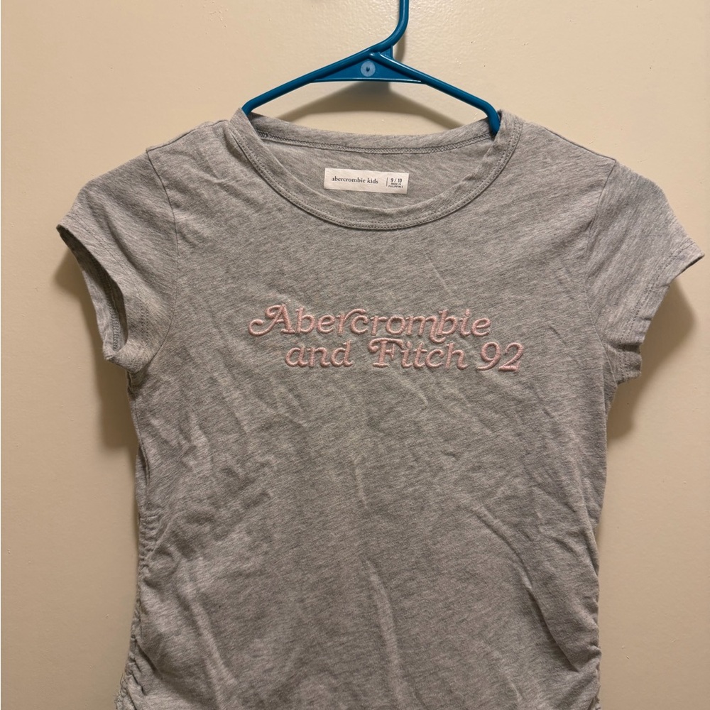 Abercrombie & Fitch Gray Tee with Pink Embroidered Logo